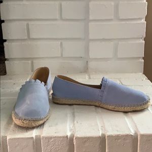 NWT Talbots suede ruffle lt blue espadrilles